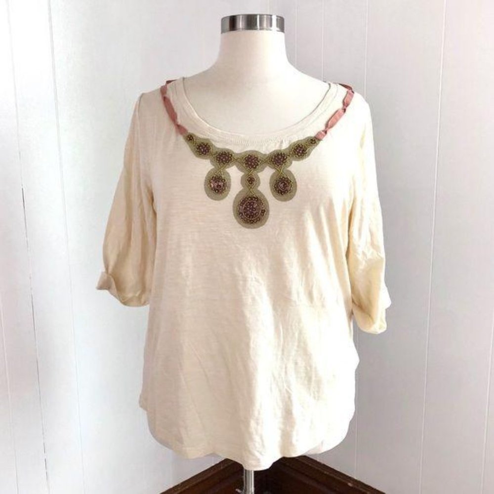 NEW Lane Bryant Faux Necklace 3/4 Sleeve Top Size 18/20